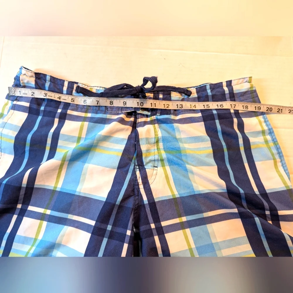 Mens Red Camel Swim Trunks Plaid Blue White Green Yellow Size XL